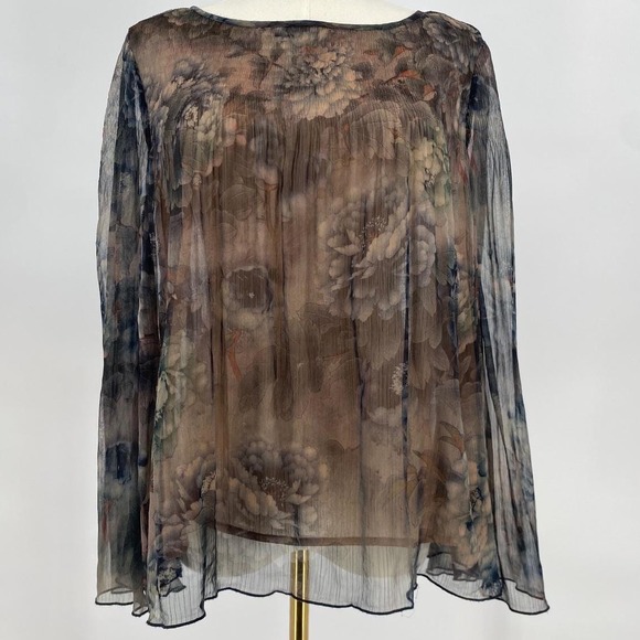 Kensie Tops - Whimsigoth Sheer moody Floral Print witchy dark cottage fairy Top boho Small